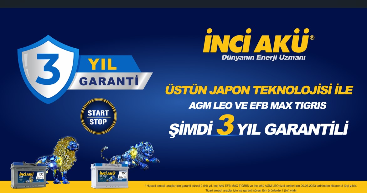 İnci Akü, Japon teknolojili Start-Stop ürünlerinin garanti süresini üç yıla uzattı