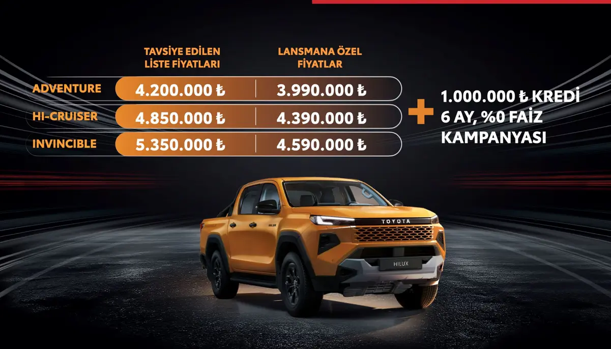 Toyota Hilux 1M TL’ye kredi avantajı sunuyor